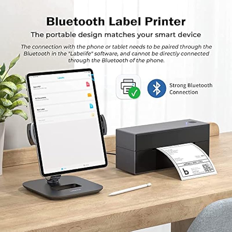 MUNBYN Bluetooth Label Printer 4×6, Bluetooth Thermal Label Printer, High-Speed 150mm/s, One-Click Setup, Compatible with CanadaPost, USPS, UPS, FedEx, Shopify, Amazon, Ebay,