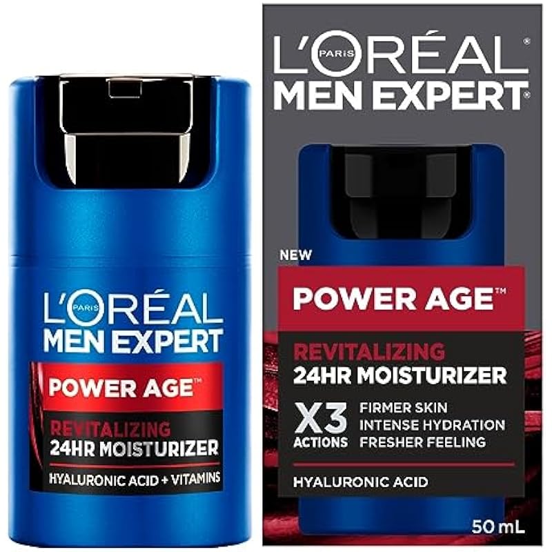 L’Oréal Paris Men Expert Hyaluronic Acid + Vitamins 24HR Moisturizer, Power Age, Packaging May Vary, 50 mL