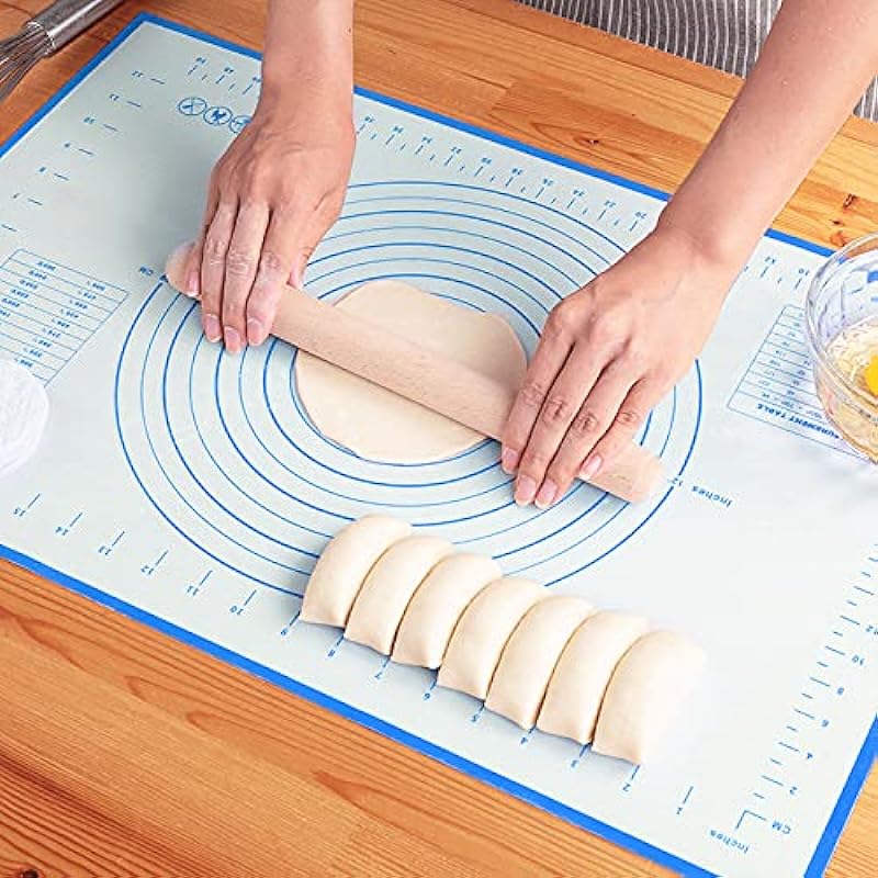 Silicone Pastry Mat Extra Thick Non Stick Baking Mat, Fondant Mat,Counter Mat,Dough Rolling Mat, Oven Liner, Pie Crust Mat (16×20, Blue)