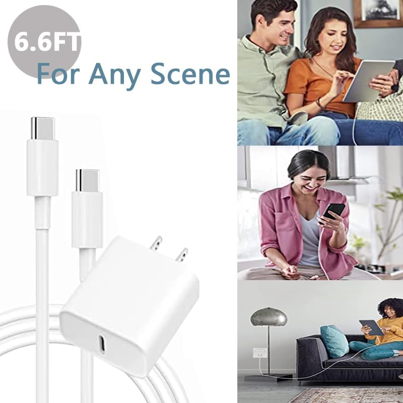 USB C Charger for iPhone 15/15 Plus/15 Pro/15 Pro Max,2Pack 20W Fast Wall Charger Power Adapter for iPad Pro 12.9/11 inch,for iPad Air 5th/4th, for iPad 10th,for iPad Mini with 6.6Ft USB C to C Cable