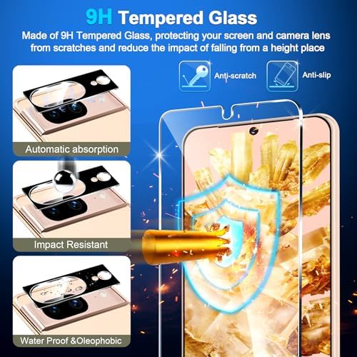 [3+3 Pack] Glass Screen Protector for Google Pixel 8 5G, 9H Tempered Glass, Ultrasonic Fingerprint Unlock,HD Clear Case Friendly for Google Pixel 8 Tempered Glass Screen Protector