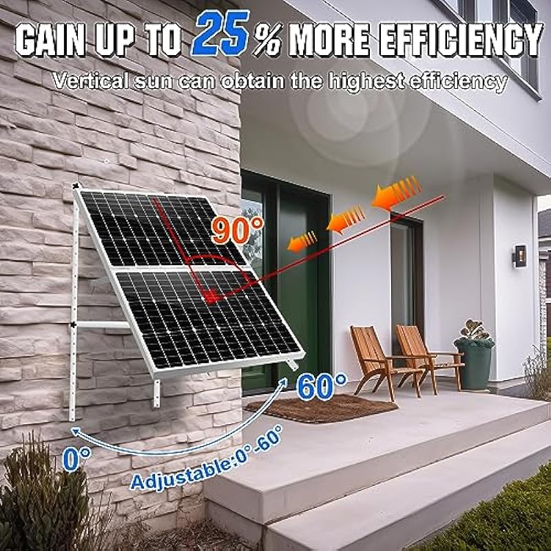 ECO-WORTHY 41in Adjustable Solar Panel Mounting Brackets with Foldable Tilt Legs, Installed for 1-2pcs Solar Panels for RV, Boat, Trailt, Roof, Off Grid