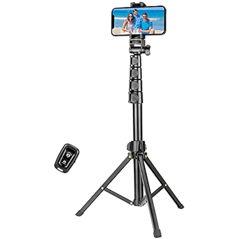 YOTOCversion 67 inch/1.7 Meter Phone Tripod Stand & Bluetooth Selfie Stick Tripod, Cellphone Tripod with Bluetooth Remote, Compatible with iPhone 14/13/13 Pro/12/12 pro/11/11 pro/8/7