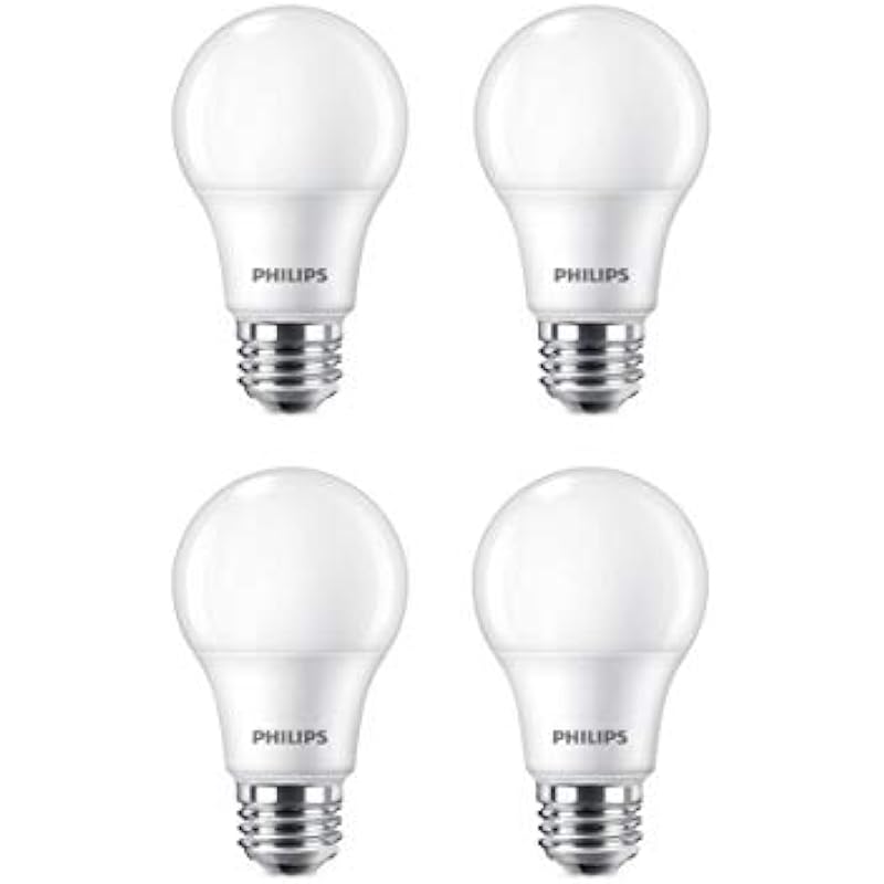PHILIPS 463380 Led 60W A19 Soft White Non Dimmable(2700K)-4 Pack(Packing may Vary)