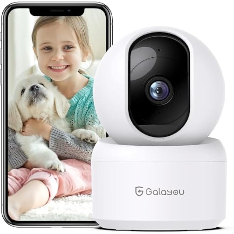 GALAYOU 2K Indoor Security Camera, Pet Camera, 360 Degree WiFi Home Security Camera for Baby/Elder/Nanny/Dog with Night Vision, Siren, 24/7 SD Card Storage, Works with Alexa and Google Assistant G2