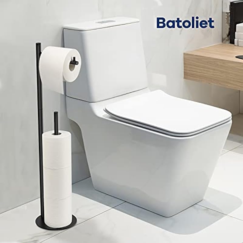 Toilet Paper Holder Stand, Bathroom Toilet Paper Roll Holder Stand with Reserve, Standing Toilet Paper Holder with Storage