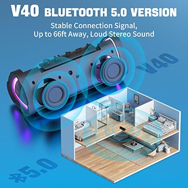 Bluetooth Speakers, Vanzon Bluetooth Portable Speaker with Bluetooth 5.0, TWS, 24W Stereo Sound, 24 Hour Playtime, IPX7 Waterproof Wireless Speaker for Outdoor Travel