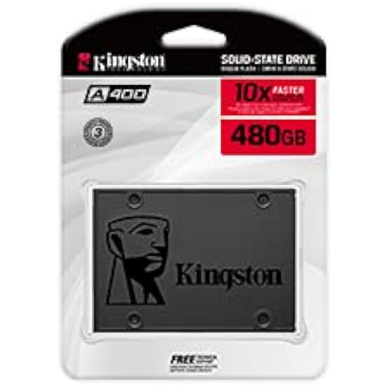 Kingston 480GB A400 SATA 3 2.5 inch Internal SSD SA400S37/480G – HDD Replacement for Increase Performance, Black