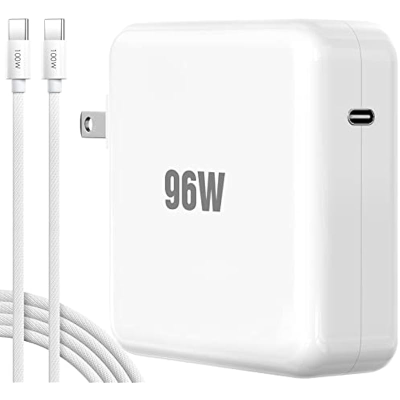 96W USB C Power Adapter Charger, Compatible MacBook Pro 16 15 14 13 Inch, MacBook Air 13 12 Inch, Lenovo HP Dell ASUS and All USB-C Device, for 96W 87W 67W 65W 61W 45W 30W Device