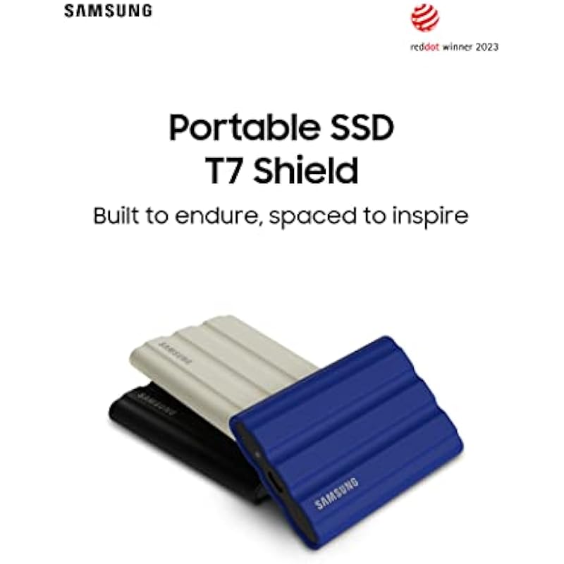 SAMSUNG T7 Shield Portable SSD 2TB – Up to 1050MB/s – USB 3.2 (Gen2, 10Gbps) IP-65 External Solid State Drive, Black MU-PE2T0S