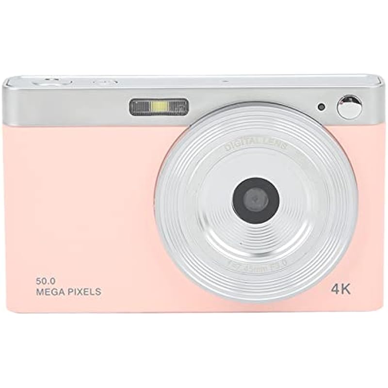 Kids Digital Camera, 2.88in IPS HD Video Camera Beginners 4K Vlogging Camera Autofocus with 50MP 16X Zoom, Built in LED Fill Light, Rechargeable Students Pocket Camera, for Kids Student Gift(Pink)