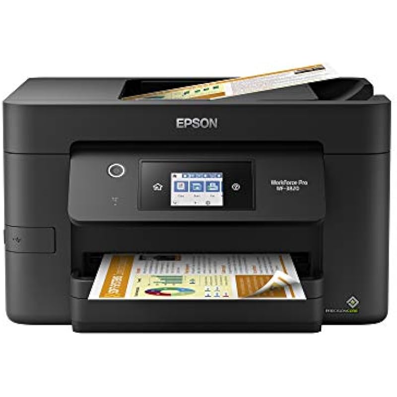 Epson Workforce Pro WF-3820 Wireless All-in-One Printer with Auto 2-Sided Printing, 35-Page ADF, 250-sheet Paper Tray and 2.7″ Colour Touchscreen , Black