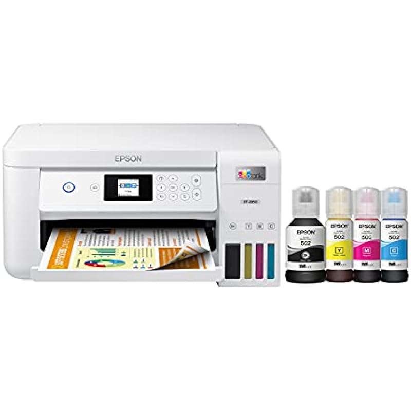 Epson Ecotank Et-2850 Wireless Color All-in-one Cartridge-free Supertank Printer with Scan, Copy and Auto 2-sided Printing – the Perfect Family Printer – White