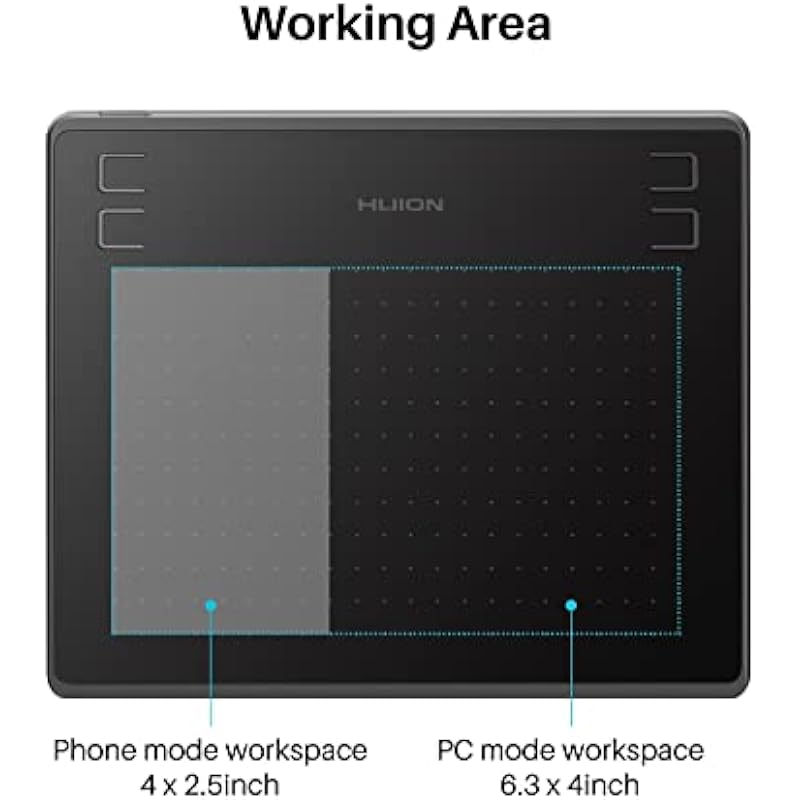 HUION HS64 Graphics Drawing Tablet with Battery-Free Stylus for Android Windows Mac Linux