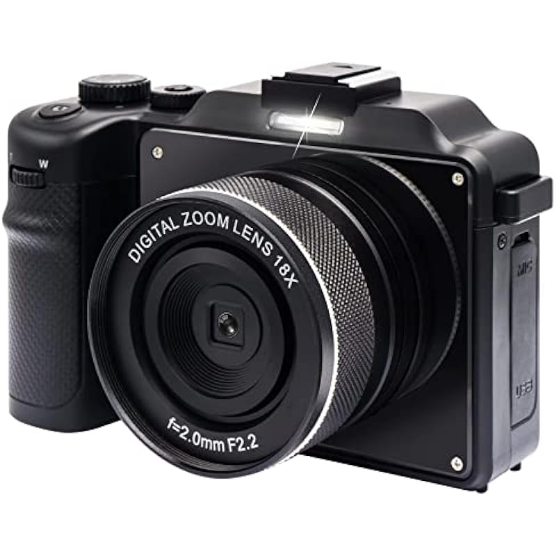 Digital Camera 4k Video Camera Compact Camera 48MP 3.0″ Screen YouTube Camera Rechargeable 16X Digital Zoom Beginner Pocket Camera Dual Hd Cameras with Sd Card (Black)