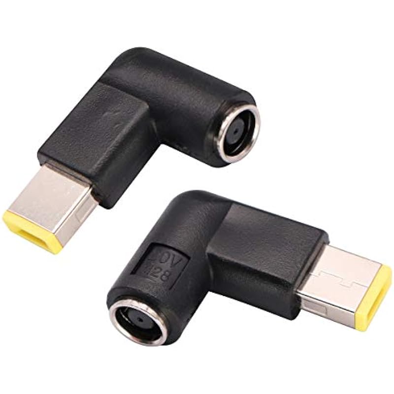 AAOTOKK 90 Degree Tip Adapter Right Angle 7.9mm x 5.5mm to Slim Square tip Power Converter Cable Adapter for Leonvo ThinkPad T440,T540p,X1 Carbon, X240 Dongle Laptop, Standard Power Connector(2 Pack)