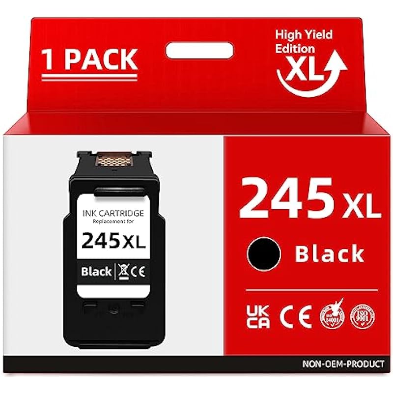 Pitooler 245XL Ink Cartridge Replacement for Canon PG-245/243 Black Fit for Pixma TS3420 TR4520 MX492 MX490 TS3425 MG2525 TS3320 MG2524 TS3400 TS3300 TS3429 MG3022 MG2920 Printer