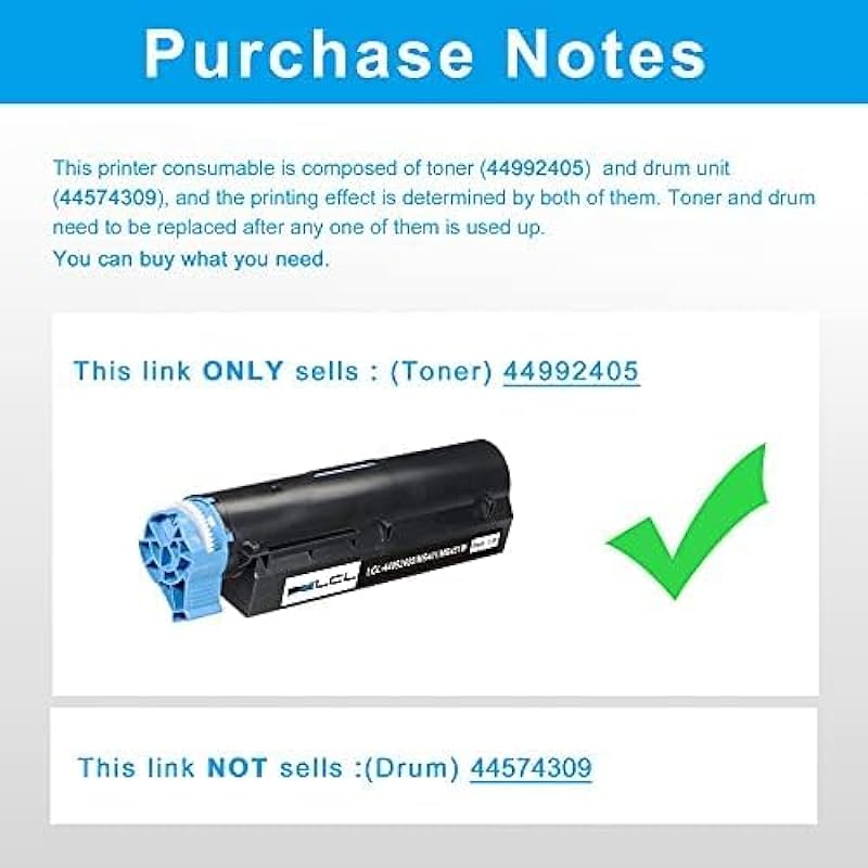 LCL Compatible for OKI 44992405 MB401 MB451W MB441 (1-Pack,Black) Toner Cartridge for OKI B401 B401D B401DN MB441 MB451 MB451DN MB451DNW