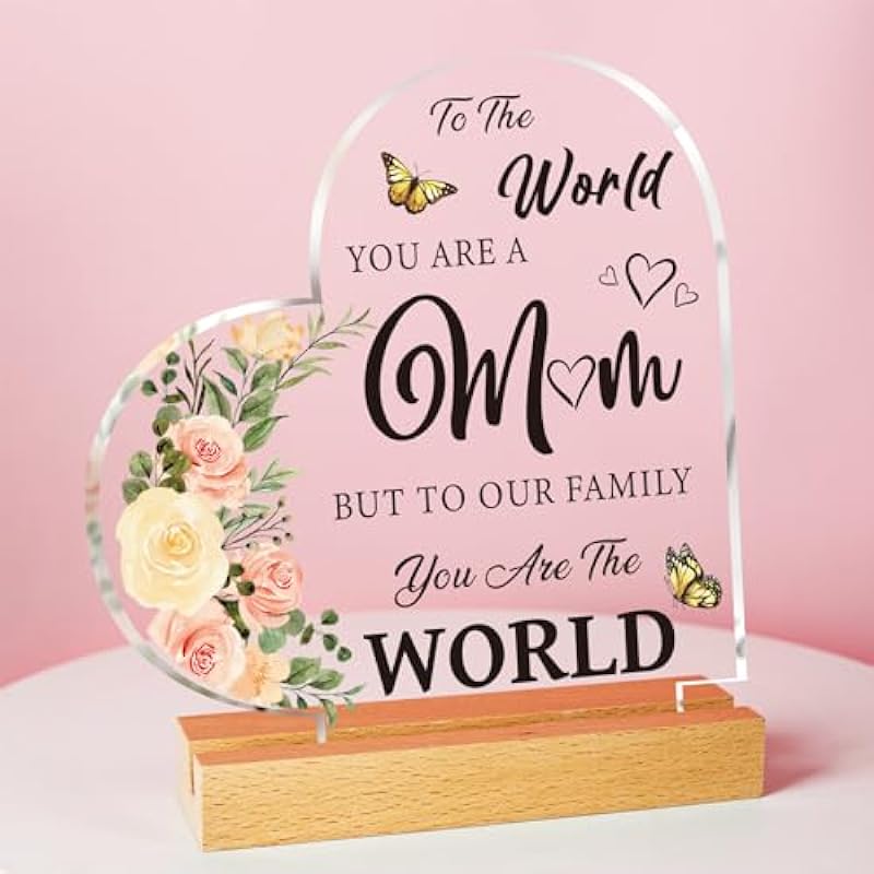 Mom Gifts, to The World Mother Plaque with Stand Gifts – Mom Birthday Gifts, Bonus Best Mom Gift, Idea New Mom Gifts, Mom to Be Gifts, Birthday Gifts for Mom Stepmom Mother in Law