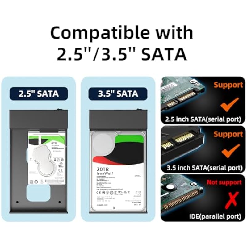 MAIWO External Hard Drive Enclosure for 3.5 2.5 Inch SATA SSD HDD USB C to SATA III Hard Drive Case with UASP Compatible with WD Seagate Samsung PS4 Xbox with 1 Port USB-C Hub/2 Port USB3.2 10Gbps Hub