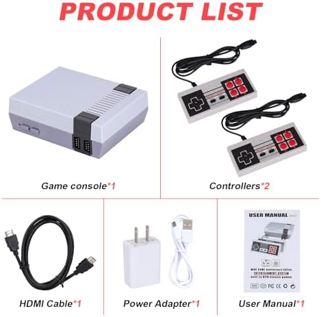 Classic Video Retro Game Console HDMI Input, Old School Systems Built-in with Retro Games, Plug & Play Video Games for Valentine/Birthday/Thanksgiving Gift