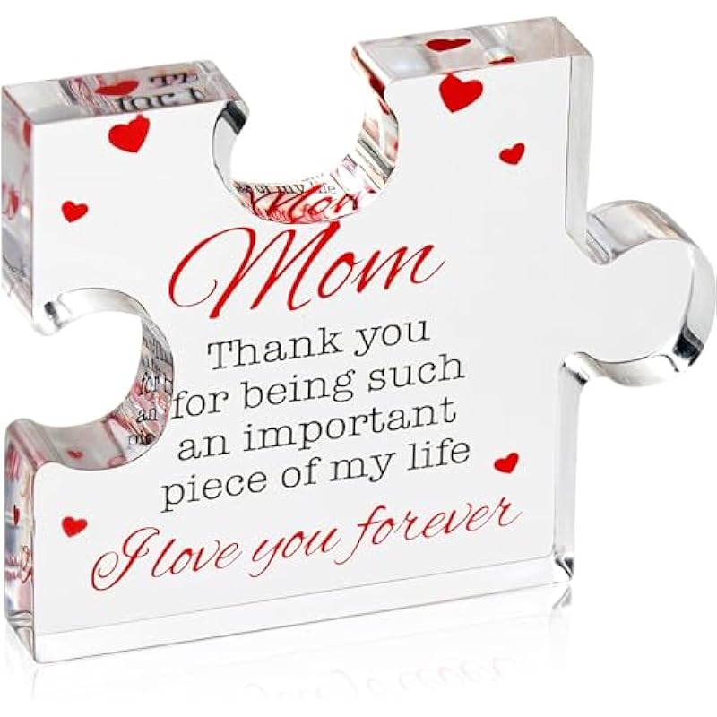 Birthday Gifts for Mom from Daughter Son Kids,Clear and Bright Acrylic Block Puzzle 3.5X4.5 inch,Cool, Heartwarming Christmas Thanksgiving Day Mom Present Ideas
