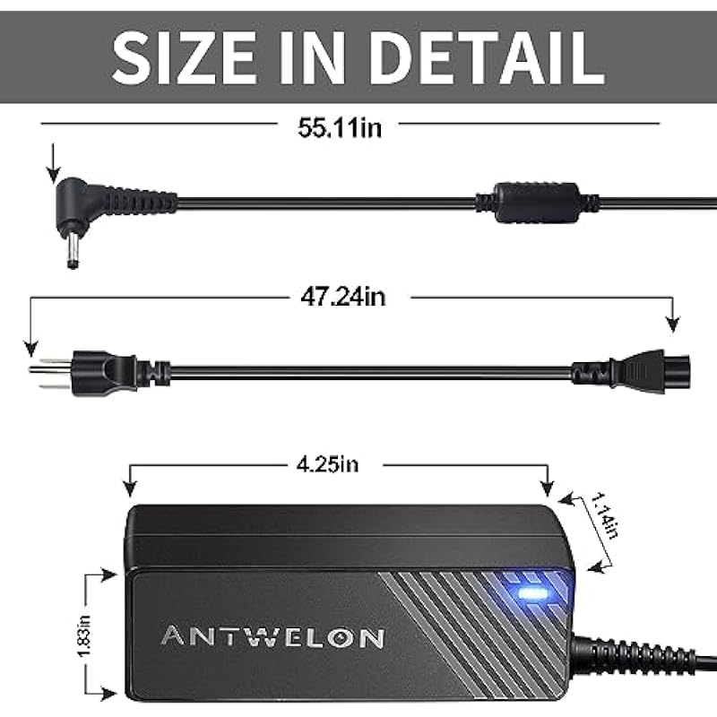 ANTWELON 65W 45W Laptop Charger 20V 3.25A for Lenovo IdeaPad 14 15 17 330 330S 510 510s Flex 4 5 6 Yoga Miix ADLX65CCGE2A ADL45WCD Power Adapter Supply 4.0*1.7MM