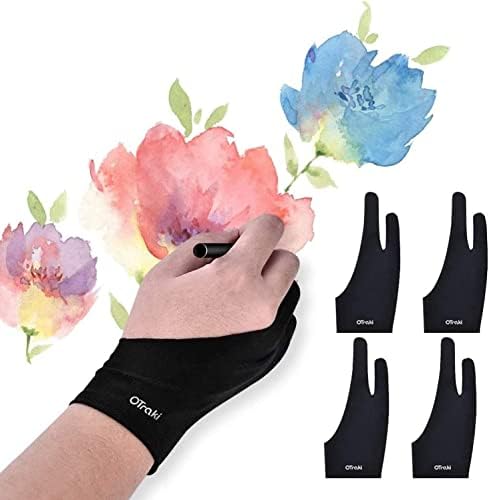 OTraki 4 Pack Artist Gloves Anti Smudge Drawing Gloves for Paper Sketching, Monitor, Universal for Left and Right Hand