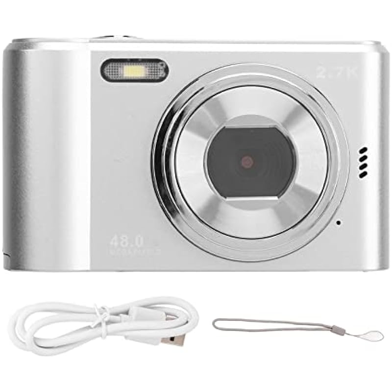 Digital Camera, 4K Ultra HD Mini Camera for Photography Vlogging, 44MP 1080P 16X Zoom, 2.4 Inch IPS Screen, Built in Fill Light, Portable Pocket Camera for Teens Students