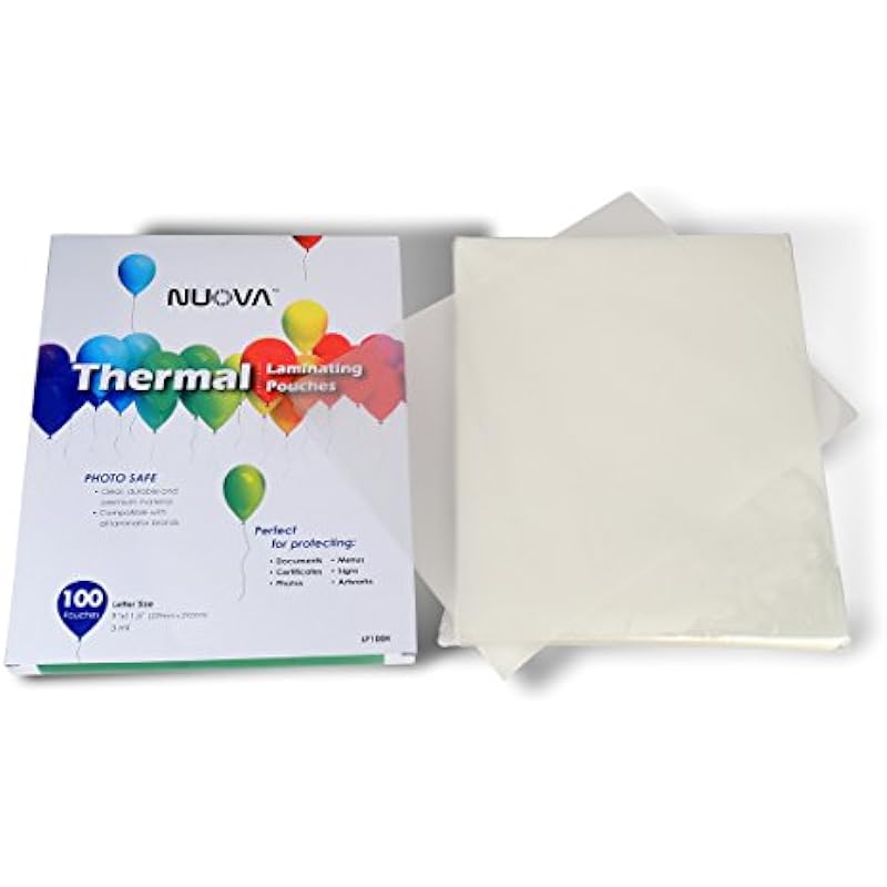 Nuova Premium Thermal Laminating Pouches 9″ x 11.5″, Letter Size, 3 mil, 100 Pack (LP100H)
