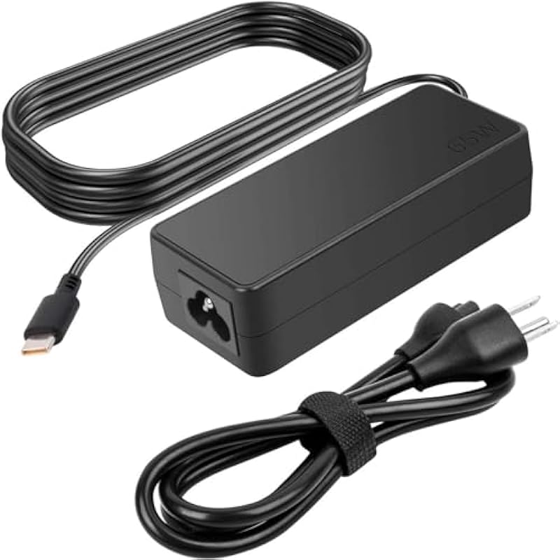 65W USB C AC Charger Fit for Lenovo ThinkPad P51S P52S TP25 T570 T580 T580P T590 ADLX65YDC3A ADLX65YCC3A ADLX65YLC3A Type C Laptop Power Supply Adapter Cord