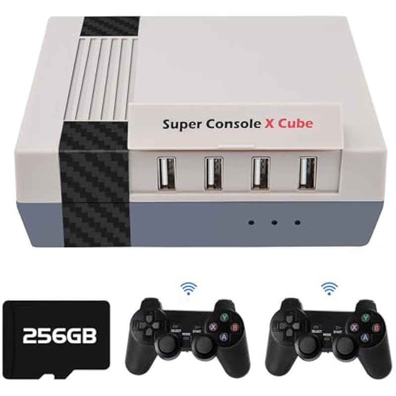 Kinhank Retro Game Console,Super Console X Cube Emulator Console with 117,000+ Video Games,Game Consoles Support 4K HD Output,4 USB Port,Up to 5 Players,LAN/WiFi,2 Gamepads,Best Gifts