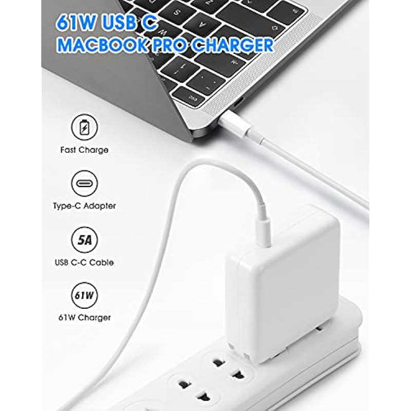 61W 65W Mac Book Pro USB C Charger Power Adapter for MacBook Pro 13/12 Inch, MacBook Air 2020, Dell XPS, Lenovo Chromebook/Thinkpad, HP Spectre and More, Included USB-C Charge Cable (6.6ft/2m)