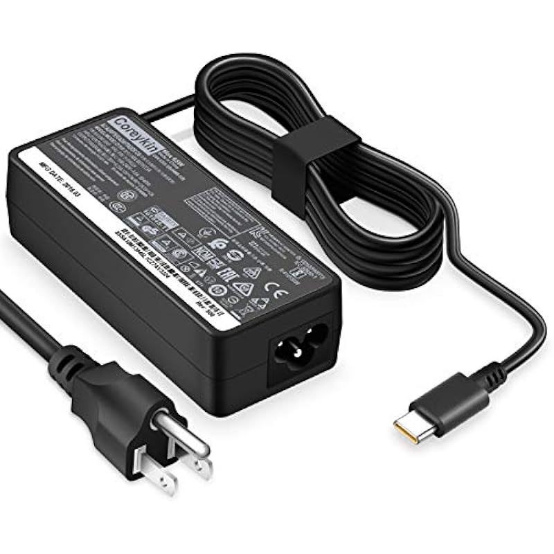 Charger for Lenovo Laptop Computer 65W 45W USB C Power Supply AC Adapter for Lenovo Chromebook, ThinkPad T480 T480s T580 T580s E480 E580 Yoga A485 T490S T590 C930 C940 13 IdeaPad 730s Laptop Charger