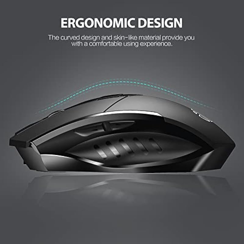 Inphic Bluetooth Mouse, Multi-Device Silent Rechargeable Bluetooth Wireless Mouse (Tri-Mode: BT 5.0/4.0+2.4G), 1600DPI Ergonomic Portable Mouse for Laptop PC Computer,Smartphone,Windows Mac OS, Black