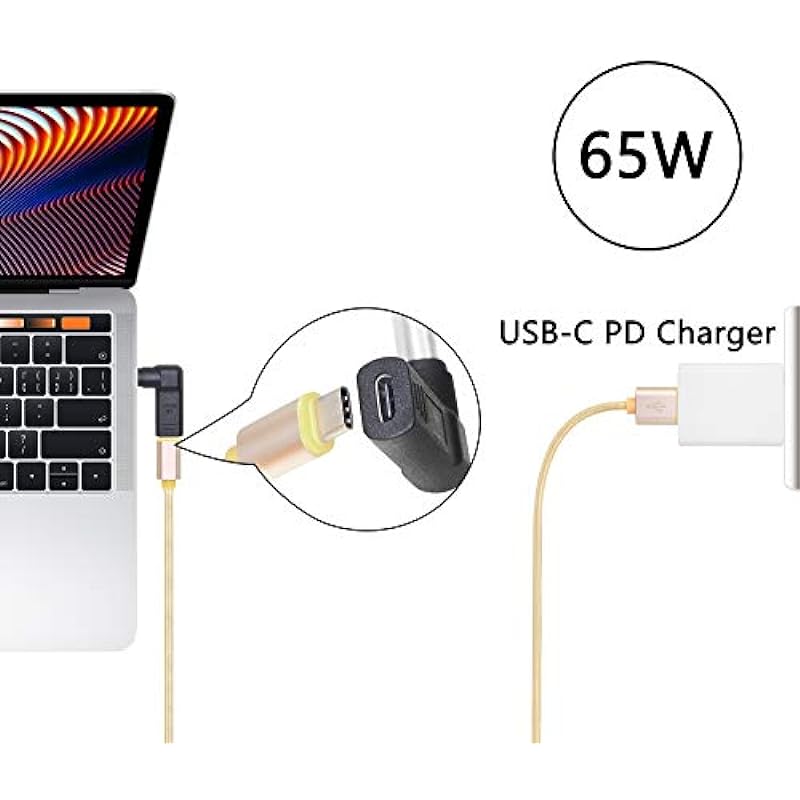 CERRXIAN 65W PD USB Type C Female Input to DC 7.9mm x 5.5mm Male Power Charging Adapter for Lenovo Laptop T400 T410 T420 T500 T510 T520 T530(7955a)