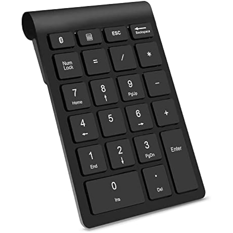 Bluetooth Number Pad, Wireless Numeric Keypad, Acedada 22-Key Portable Slim Numpad Financial Accounting Data Entry, External 10 Key for Laptop, Mac, Notebook, Desktop, PC, Surface Pro – Black