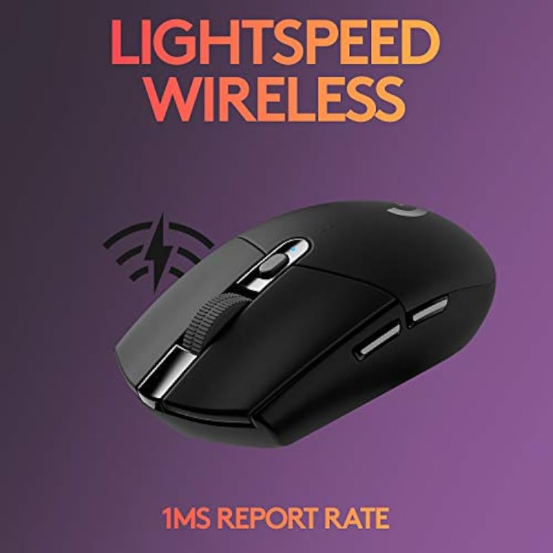 Logitech G305 LIGHTSPEED Wireless Gaming Mouse, Hero 12K Sensor, 12,000 DPI, Lightweight, 6 Programmable Buttons, 250h Battery Life, On-Board Memory, PC/Mac – Black