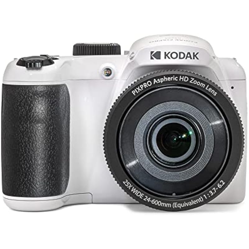 KODAK PIXPRO AZ255-WH 16MP Digital Camera 25X Optical Zoom 24mm Wide Angle Lens Optical Image Stabilization 1080P Full HD Video 3″ LCD Vlogging Camera (White)