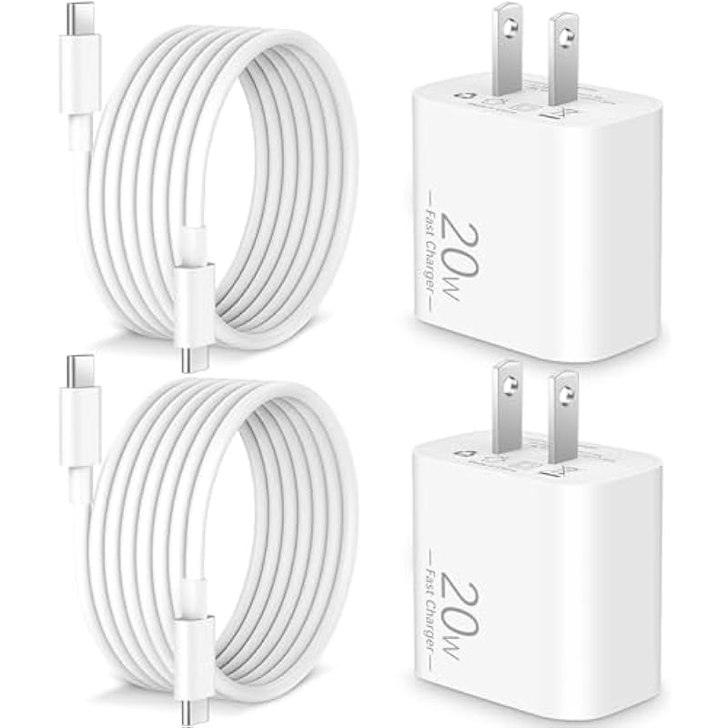 iPhone 15/15 Pro Max/Plus Charger, 20W Fast Charging USB C Charger Block Wall Plug Power Adapter + 6FT USB-C Cable for iPhone 15 Pro Max Plus, iPad Pro 12.9/11 inch, iPad Air 4/5, Google Pixel 8/7/6