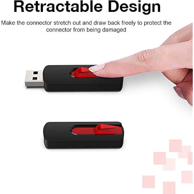 RAOYI 5Pack 64GB USB Flash Drives 64G USB Stick USB 2.0 Thumb Drive clé USB Memory Stick Slide Retractable Jump Drive (64GB, Black Red Blue Green Purple)