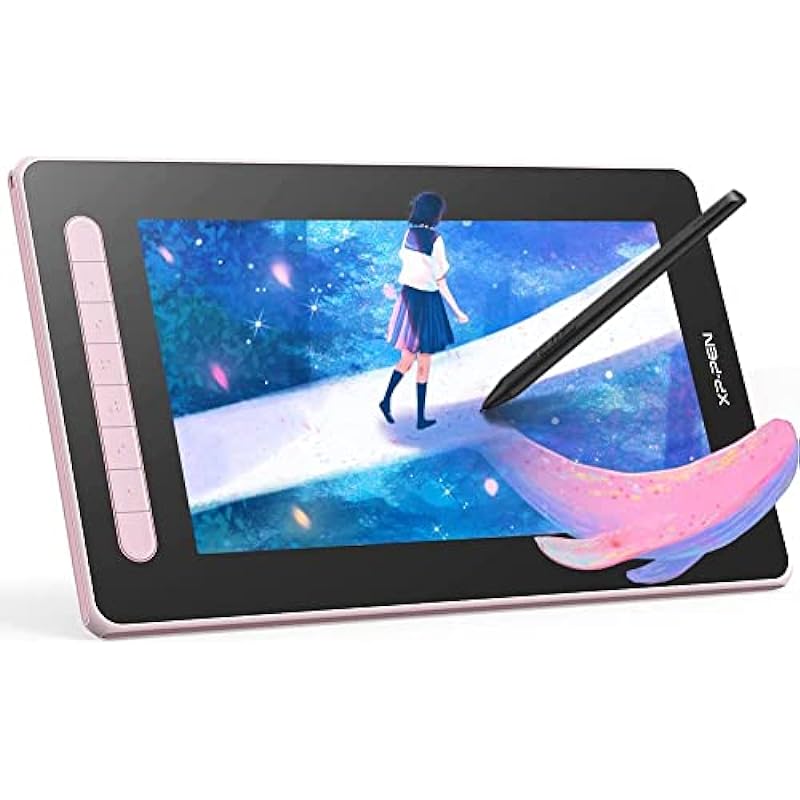 Drawing Tablet with Screen XPPen 12 inch – Graphic Tablet Artist 12 2nd Gen, IPS Drawing Monitor Full-Laminated 2-in-1 Pen Display with Tilt Function for Art and Animation Beginners (Pink)