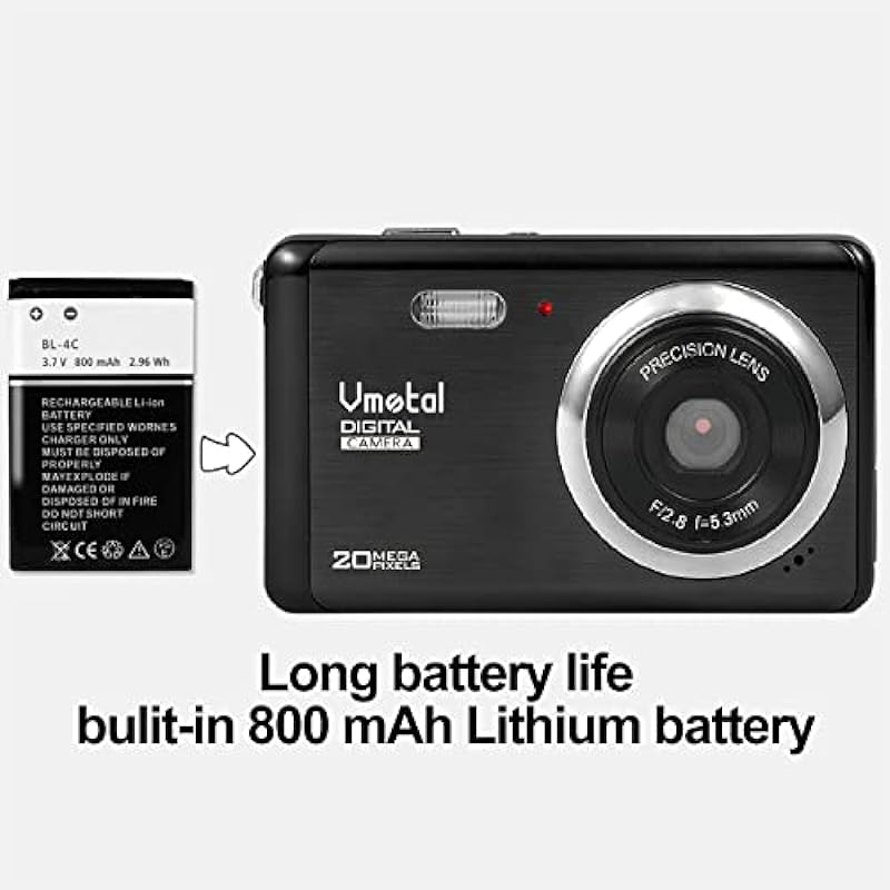 Digital Camera for Teens Camera, 20MP Digital Camera FHD 1080P Rechargeable Compact Point and Shoot Camera Vlogging Camera YouTube for Teens Students Boys Girls Seniors (Black)