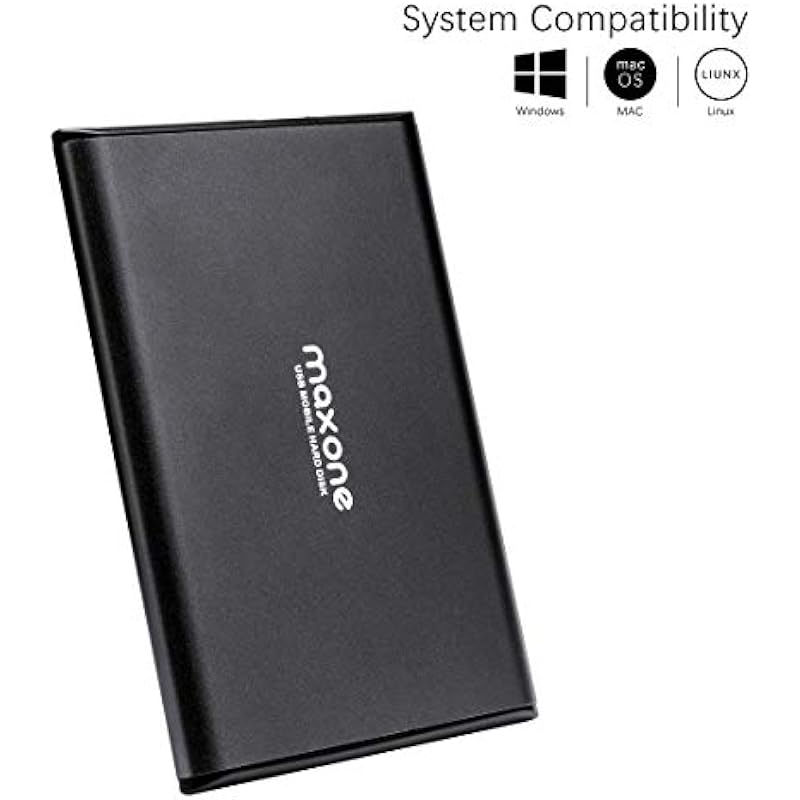 Maxone 320GB Portable External Hard Drive, Ultra Slim USB3.0 HDD Storage Compatible for PC, PS4, Desktop, Laptop, Xbox One Charcoal Grey