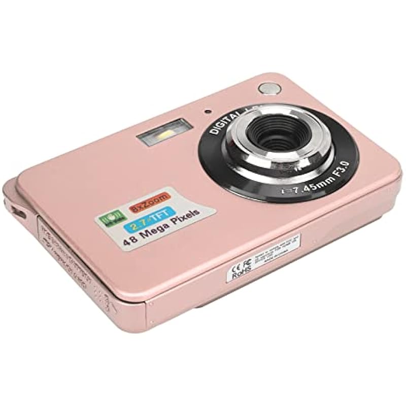 Digital Camera, 48MP 2.7in LCD 4K Vlogging Camera for Shooting (Pink)