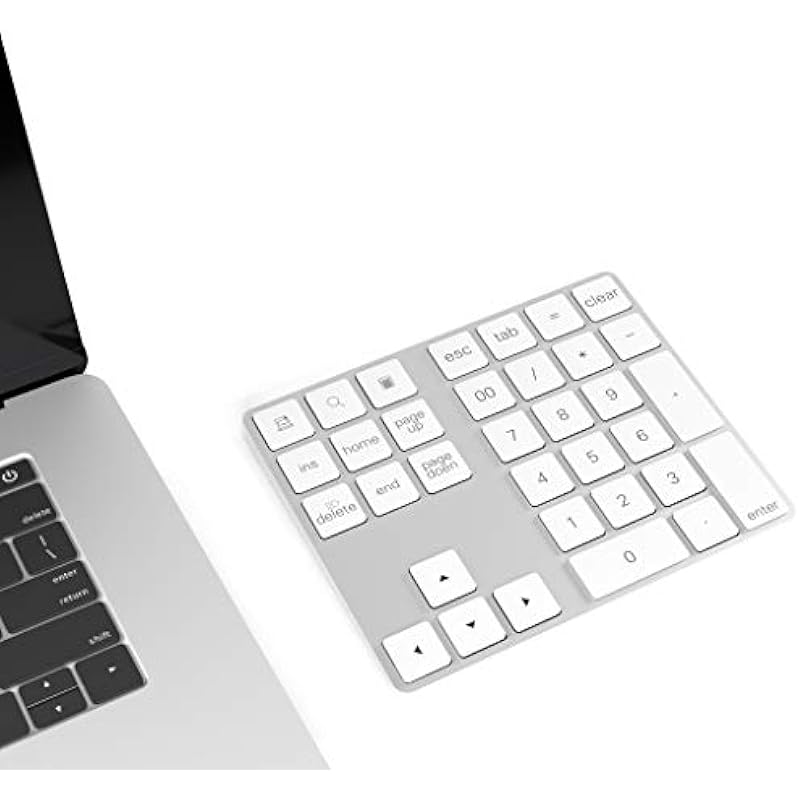 Bluetooth Numeric Keypad with Multiple Shortcuts 34-Keys Number Pad Wireless Portable Slim Number Pad for iPad/Mac/Laptop/PC for Windows Android iOS System