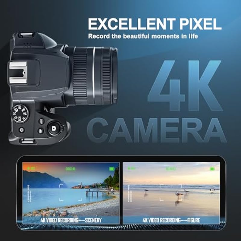 Digital Camera, 64MP&4K Cameras for Photography & Video, 40X Zoom Lens，Vlogging Camera for YouTube with Flash, WiFi & HDMI Output，32GB SD Card(2 Batteries)