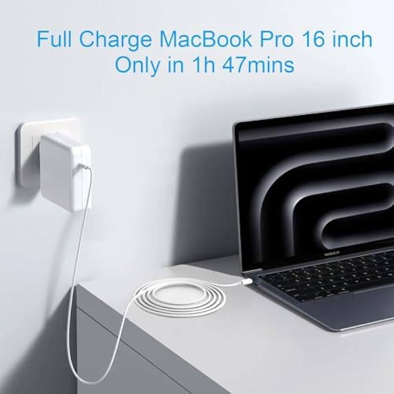 PaPksk 96W USB C Charger for MacBook Pro 12 13 14 15 16 inch 2023-2015, MacBook Air, iPad Pro, 96W USB C Fast Power Adapter for for Lenovo, HP, Dell, 6.6ft USB C to C Cable, Foldable Plug