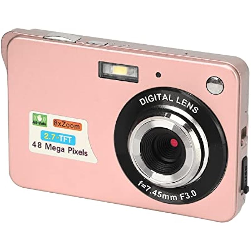 Digital Camera, 2.7in LCD 4K Compact Camera 48MP for Shooting (pink)