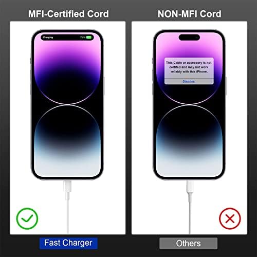 2 Pack USB C to Lightning Cable for Apple iPhone 14/13/12 Fast Charger Cord 6 feet [Apple MFi Certified],Type C to Lightning Cord 6 Ft for Apple iPhone14 13 12 11 Pro Max/Mini